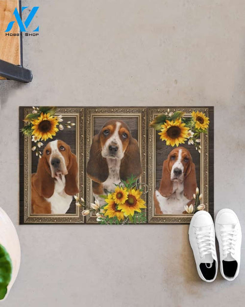 Basset Hound Lovely Sunflowers Indoor And Outdoor Doormat Gift For Dog Lovers Birthday Gift Decor Warm House Gift Welcome Mat