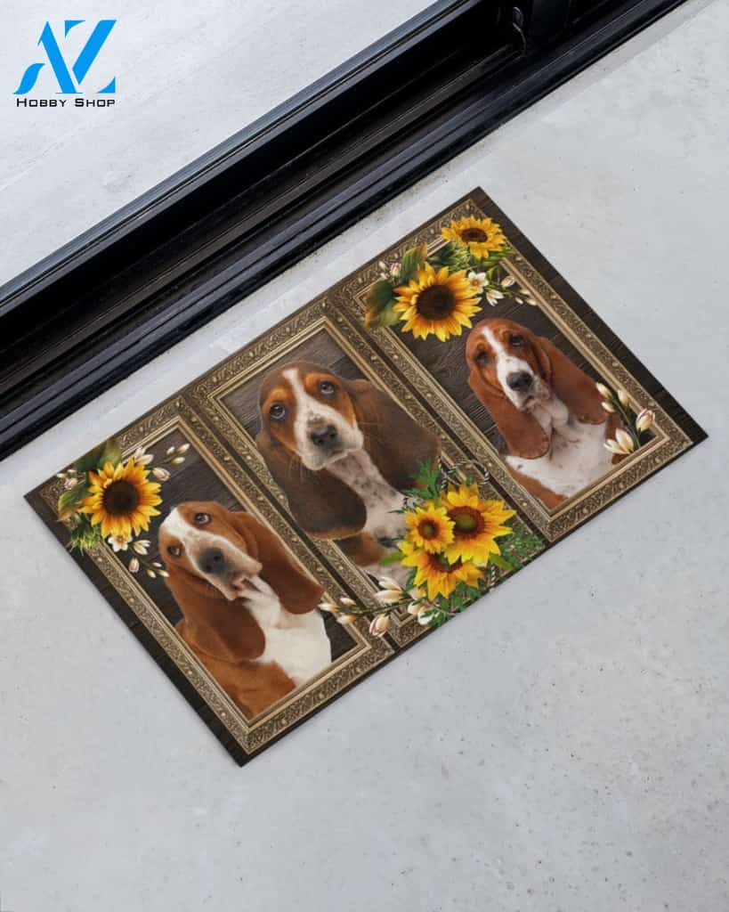 Basset Hound Lovely Sunflowers Indoor And Outdoor Doormat Gift For Dog Lovers Birthday Gift Decor Warm House Gift Welcome Mat