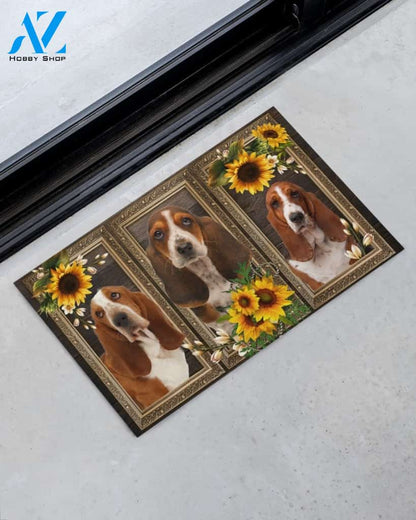 Basset Hound Lovely Sunflowers Indoor And Outdoor Doormat Gift For Dog Lovers Birthday Gift Decor Warm House Gift Welcome Mat