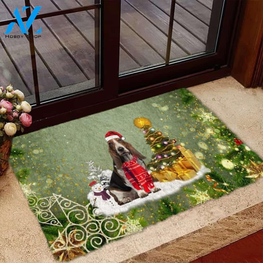 Basset Hound Merry Christmas Doormat