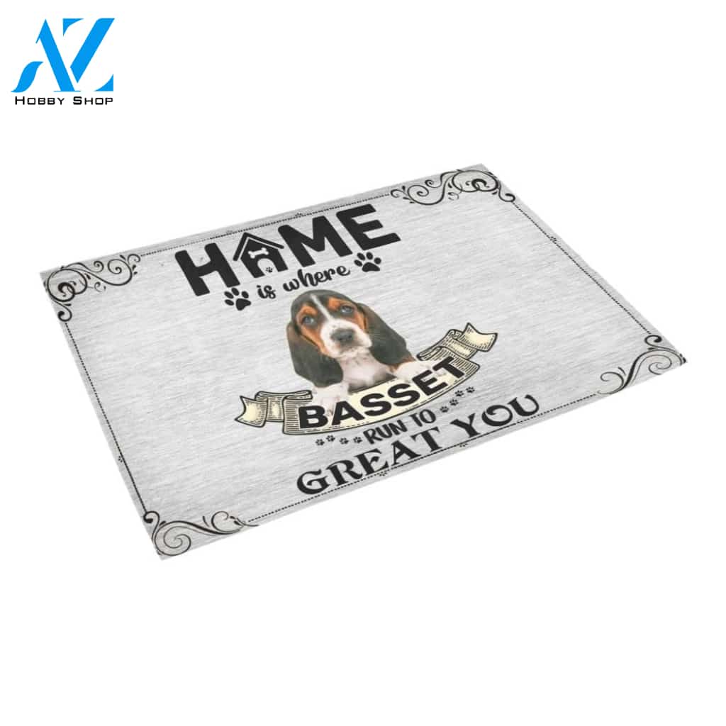 Basset Hound Runs To Great You Printed Doormat Home Decor