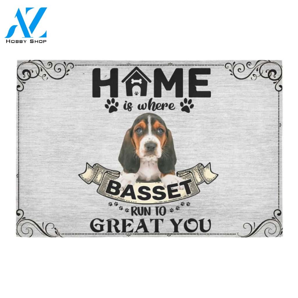 Basset Hound Runs To Great You Printed Doormat Home Decor