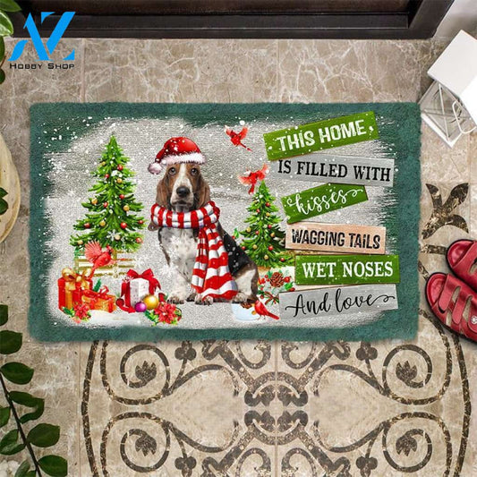 Basset Hound This Home Is Filled With Kisses Christmas Dog Doormat