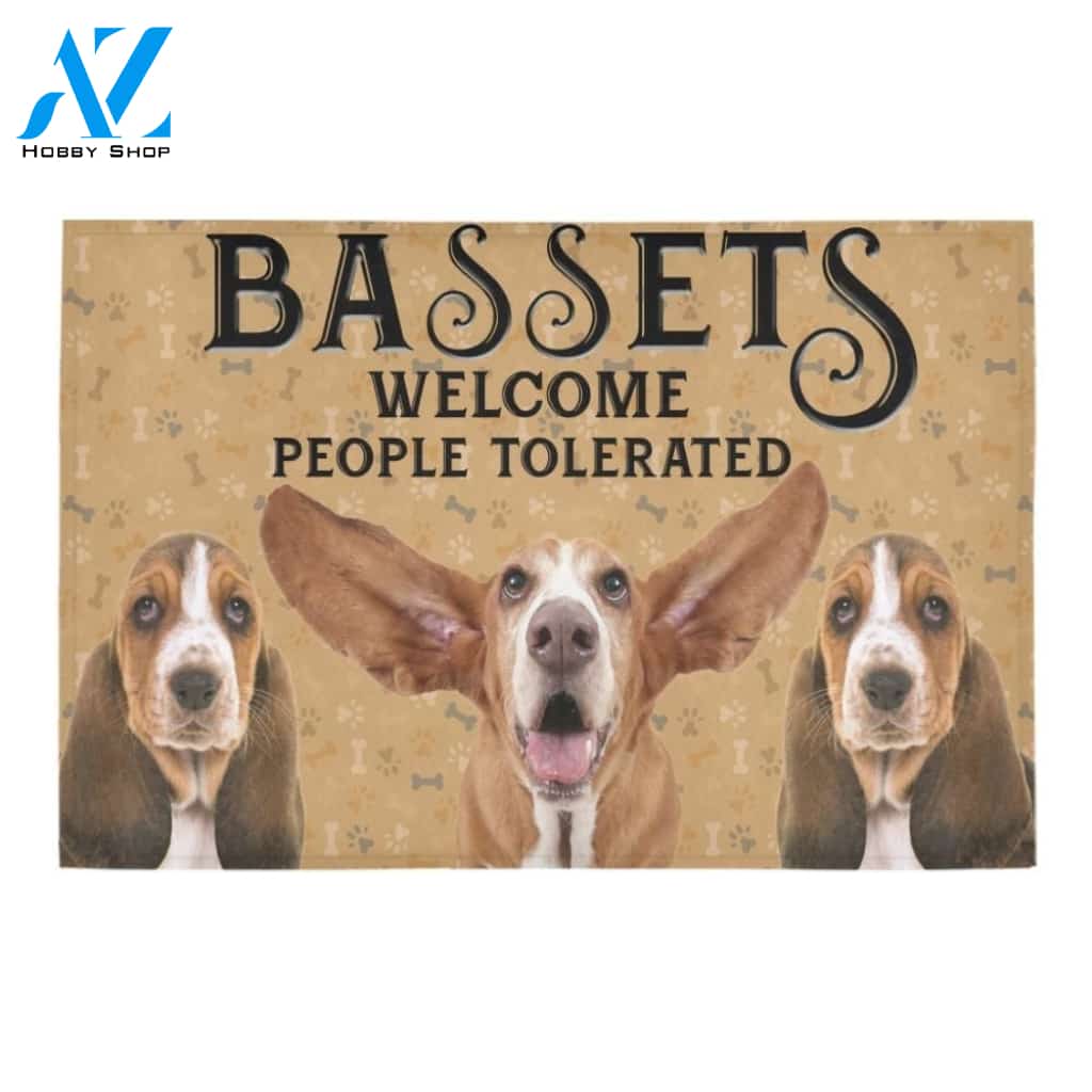 Basset Hound Welcome People Tolerated Printed Doormat Home Decor