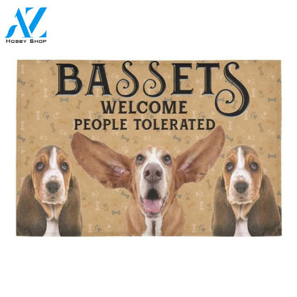 Basset Hound Welcome People Tolerated Printed Doormat Home Decor