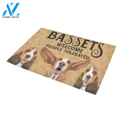 Basset Hound Welcome People Tolerated Printed Doormat Home Decor