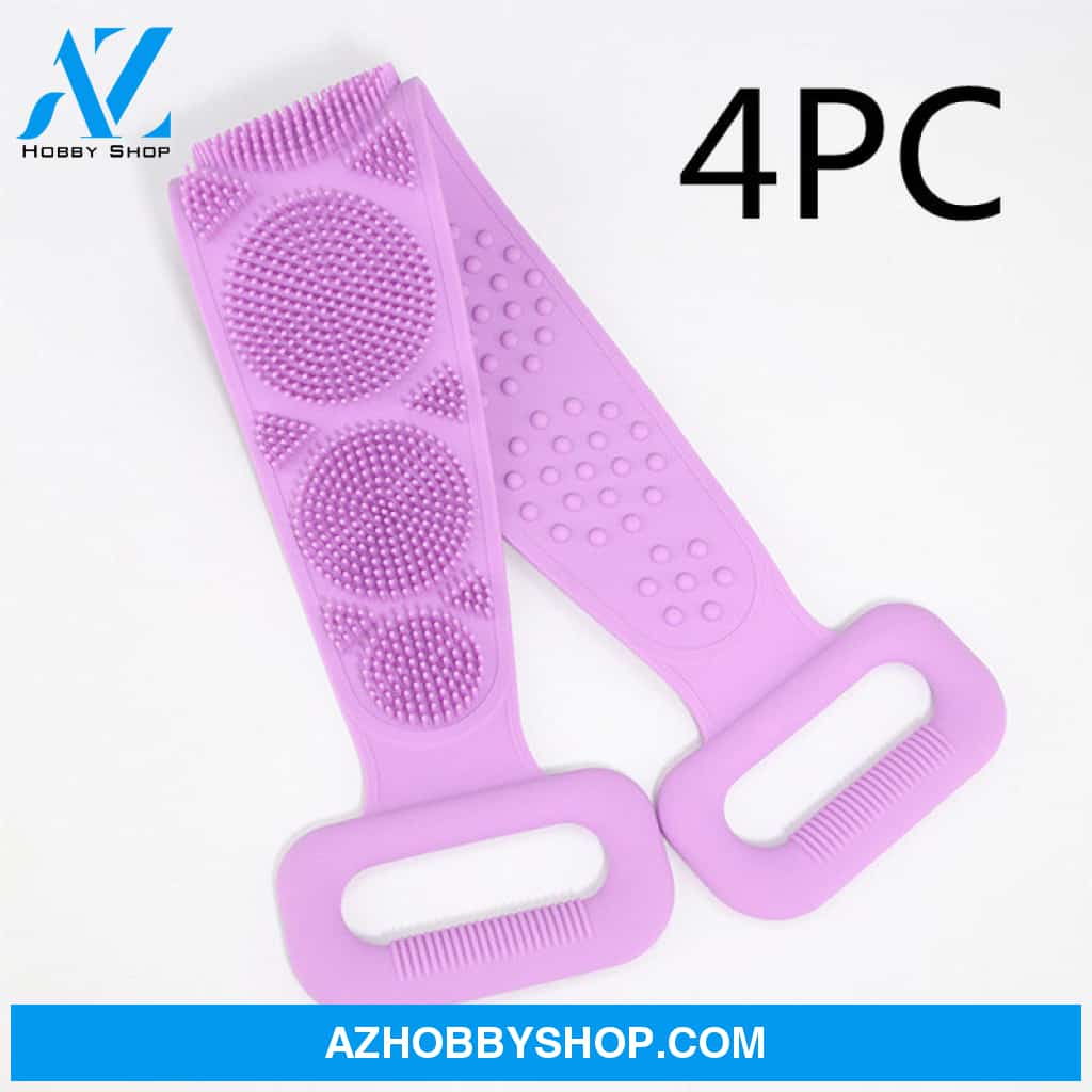 Bath Towel Silicone Rubbing Back 4Pclilacpurple