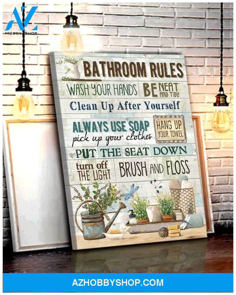 Bathroom Rules Dragonfly Wall Art Canvas Wall Decor Visual Art