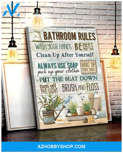 Bathroom Rules Dragonfly Wall Art Canvas Wall Decor Visual Art