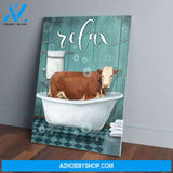 Bathtub Relax Cow Version Bathroom Canvas - Wall Decor Visual Art