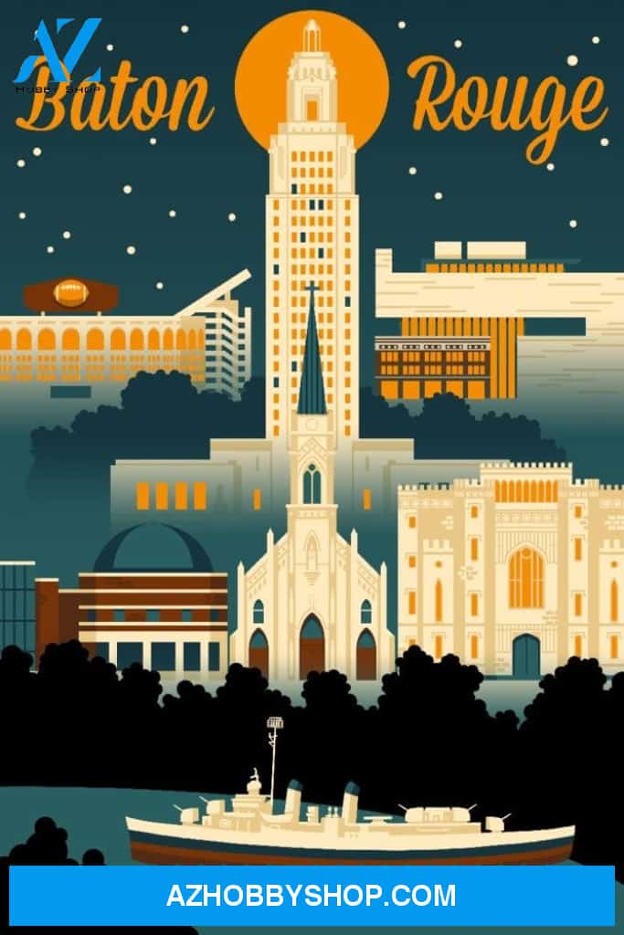 Baton Rouge Louisiana Retro Skyline