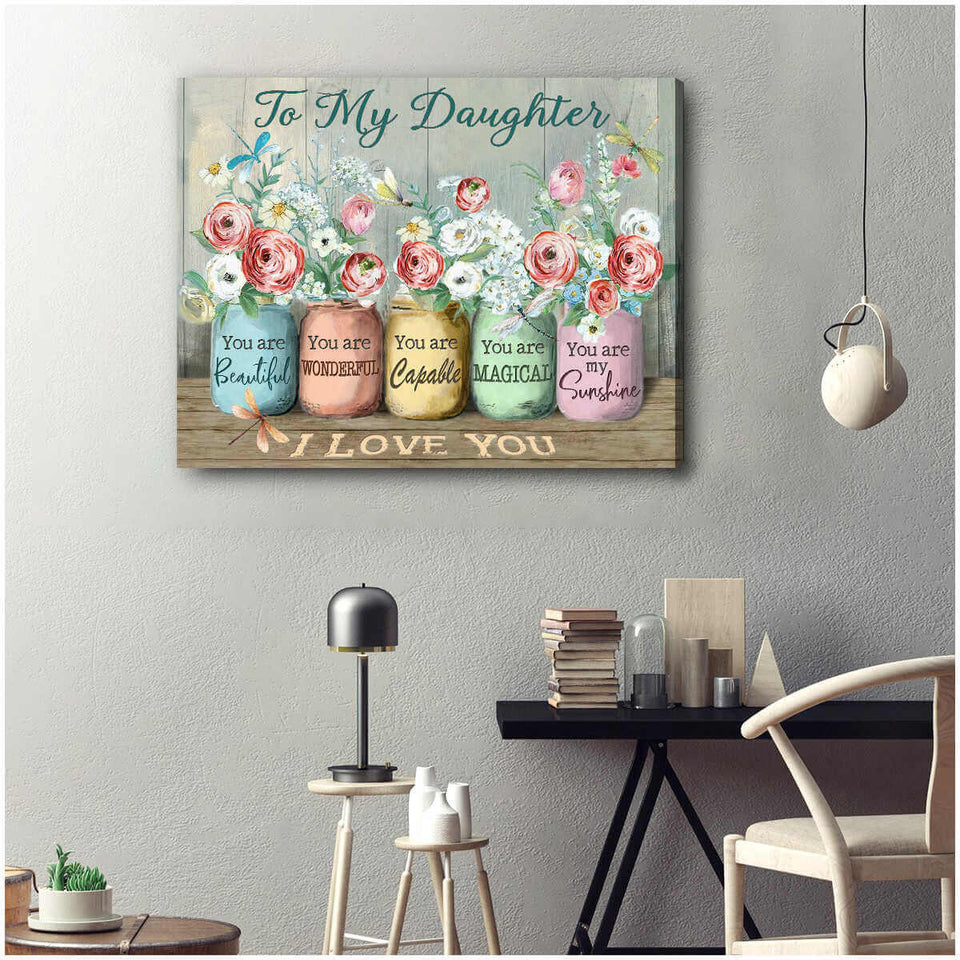 To My Daughter, Beautiful Dragonfly Canvas Wall Art