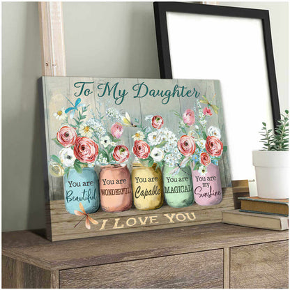 To My Daughter, Beautiful Dragonfly Canvas Wall Art