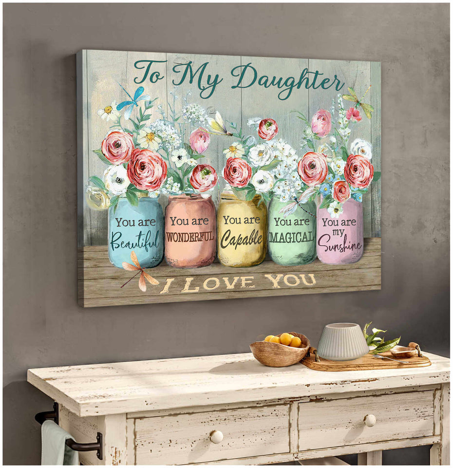 To My Daughter, Beautiful Dragonfly Canvas Wall Art