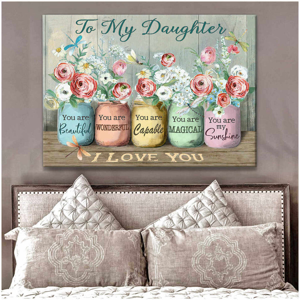 To My Daughter, Beautiful Dragonfly Canvas Wall Art