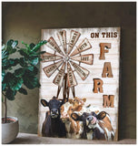 On this farm Cow Canvas Wall Art, Wall Decor Visual Art