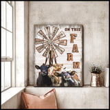 On this farm Cow Canvas Wall Art, Wall Decor Visual Art