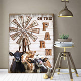 On this farm Cow Canvas Wall Art, Wall Decor Visual Art