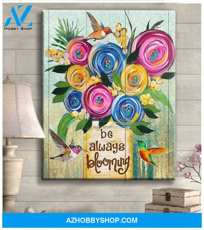 Be Always Blooming - Hummingbird Premium Wall Art Canvas