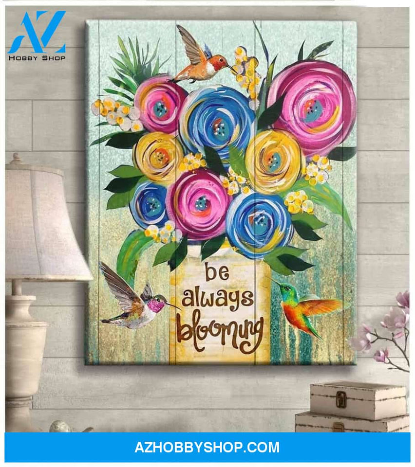 Be Always Blooming - Hummingbird Premium Wall Art Canvas