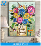 Be Always Blooming - Hummingbird Premium Wall Art Canvas
