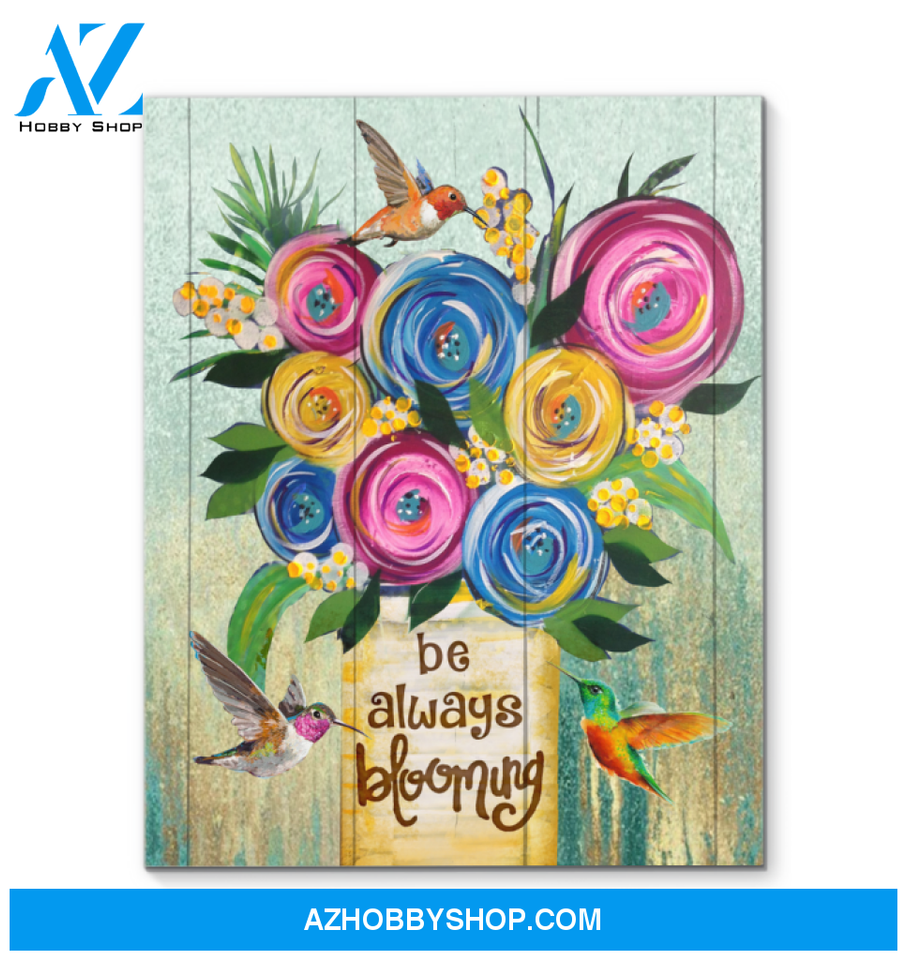 Be Always Blooming - Hummingbird Premium Wall Art Canvas