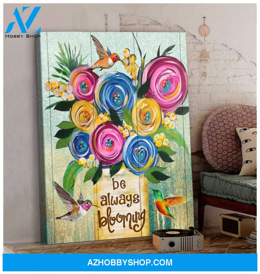 Be Always Blooming - Hummingbird Premium Wall Art Canvas