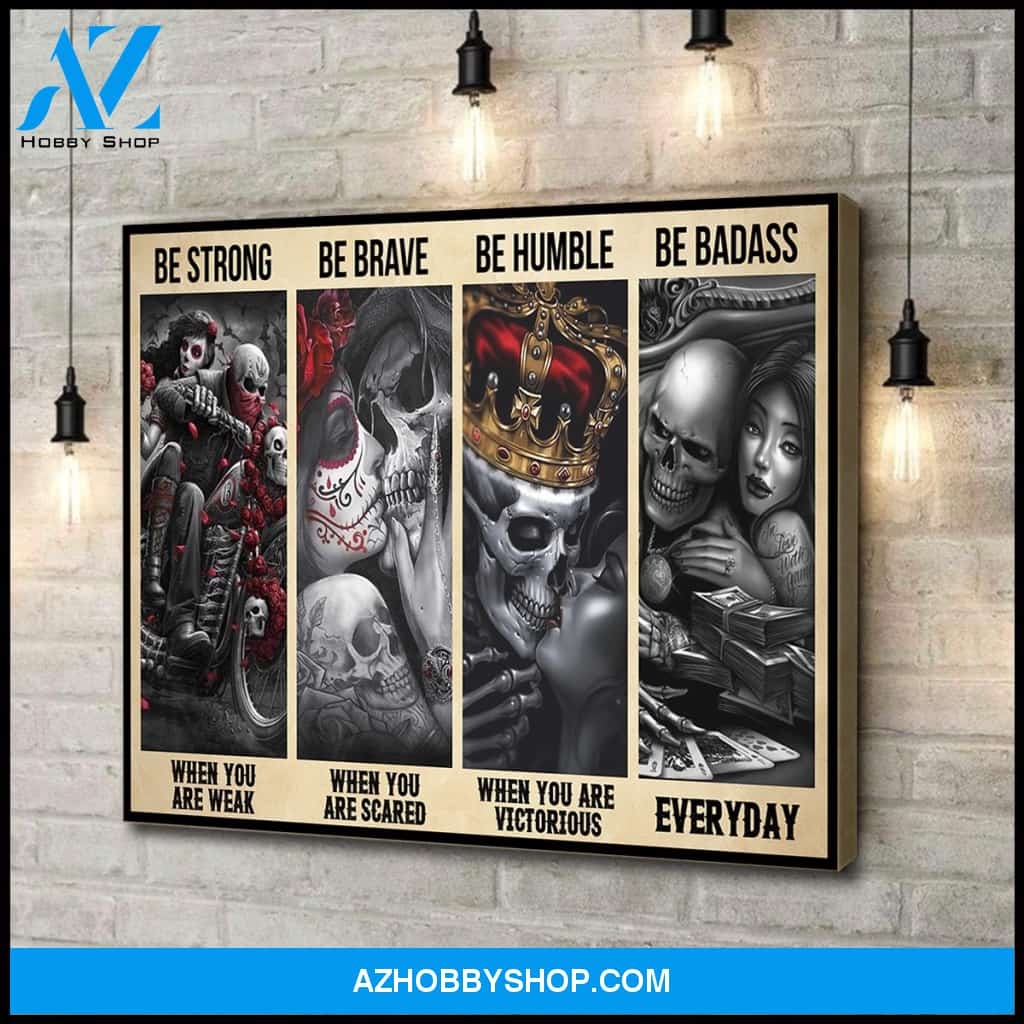 Be badass everyday - skull couple - Personalized Canvas