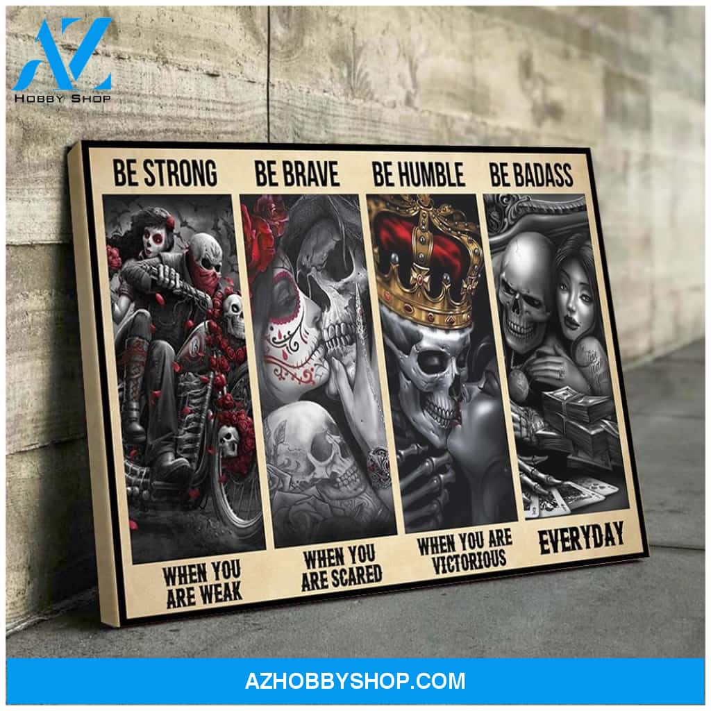 Be badass everyday - skull couple - Personalized Canvas