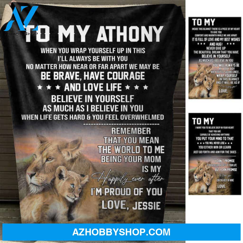 Be Brave Lion Mom - Personalized Blanket - Gift For Son