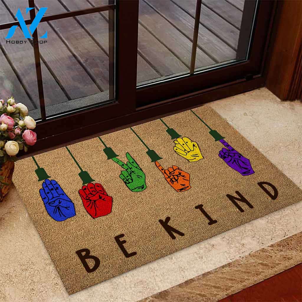 Be Kind - American Sign Language Coir Pattern Print Doormat