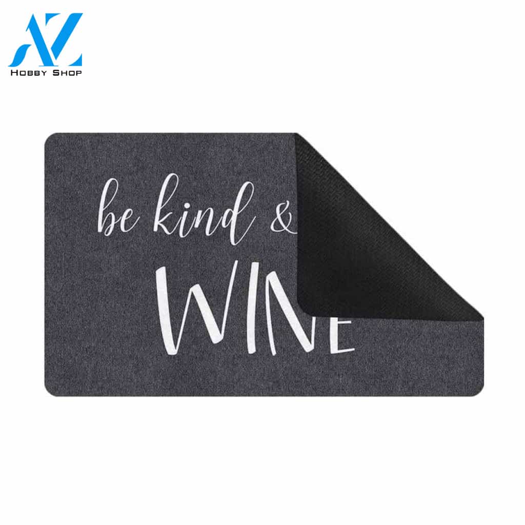 Be Kind and Bring Wine Mat Large Entrance Rug Funny Doormat Indoor Entryway Mat Outdoor Patio Rug Front Door Mat Rubber Housewarming Gifts