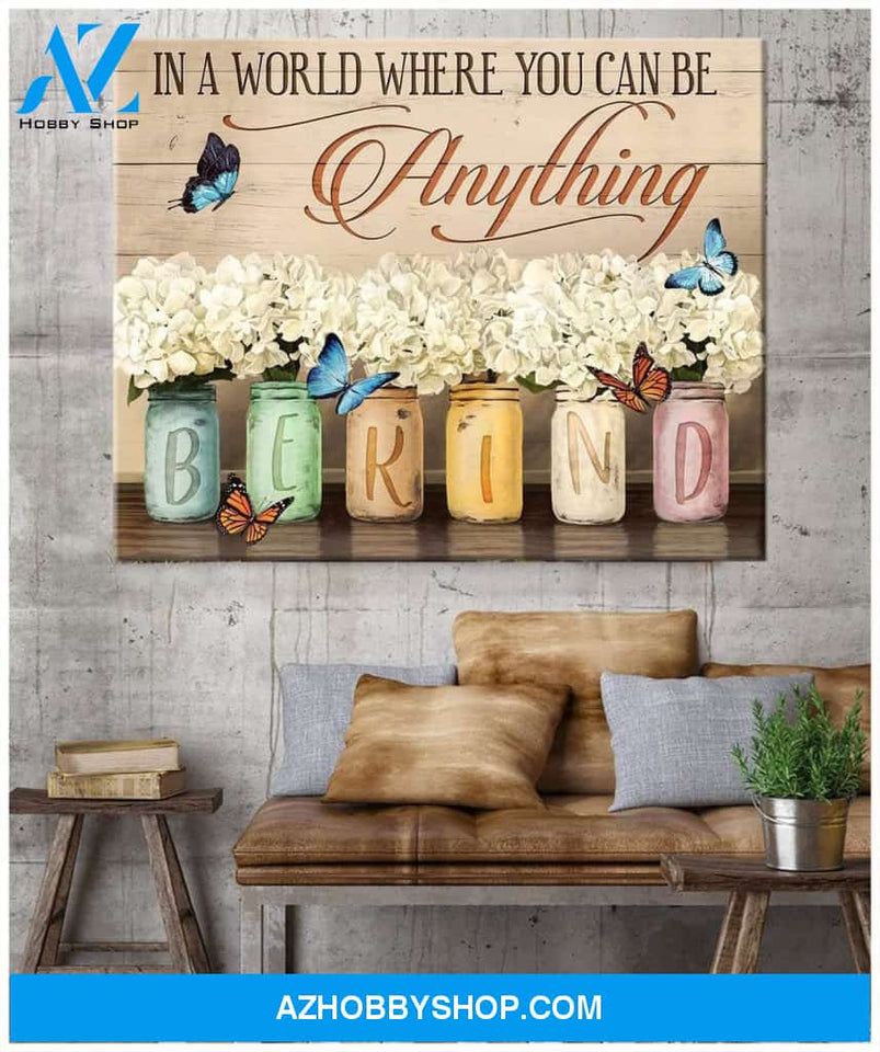 Be Kind Butterfly Wall Art Canvas Wall Decor Visual Art