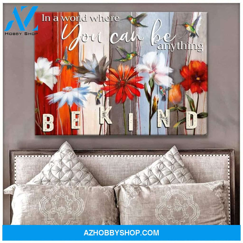 Be Kind Hummingbird Wall Art Canvas Wall Decor Visual Art