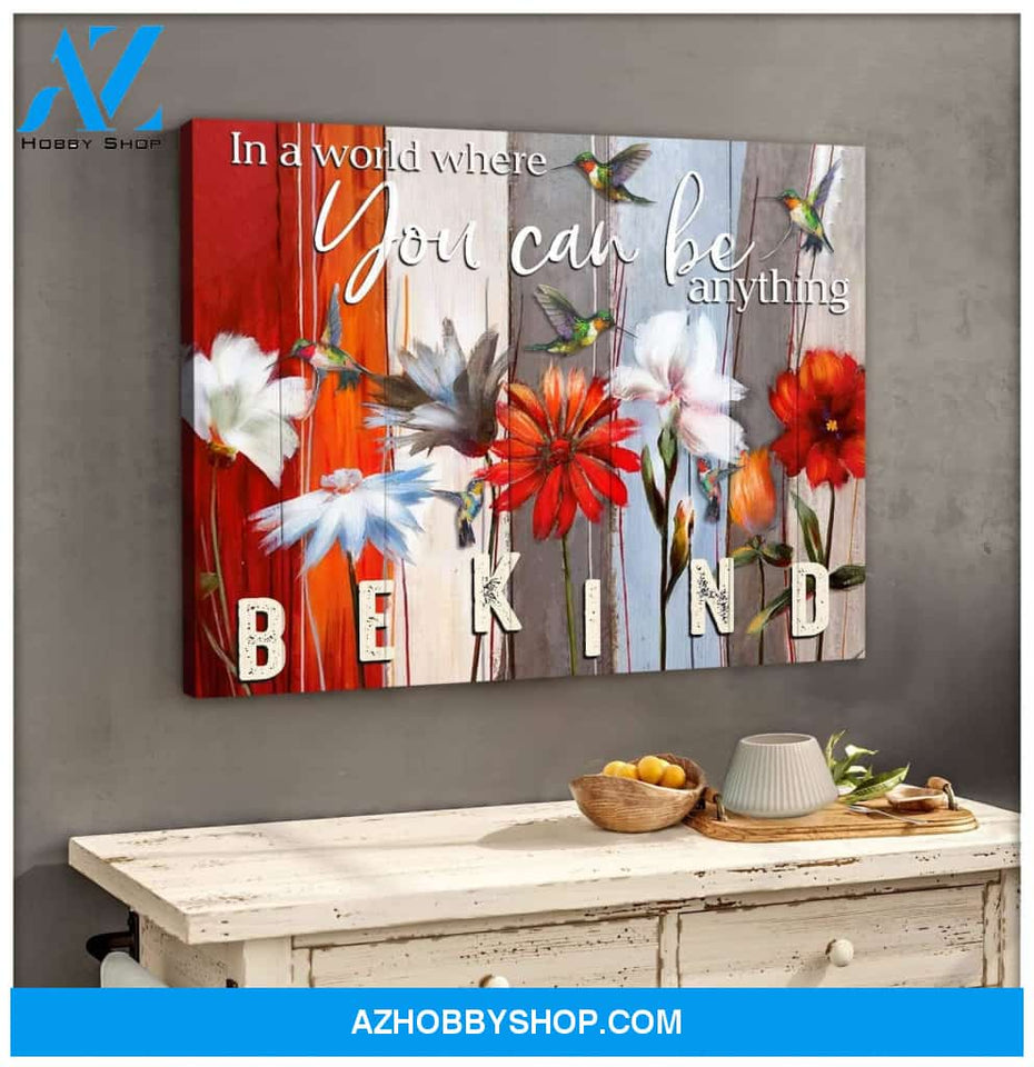 Be Kind Hummingbird Wall Art Canvas Wall Decor Visual Art