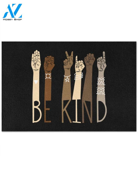 Be Kind Sign Language Indoor And Outdoor Doormat Warm House Gift Welcome Mat Funny Birthday Gift For Friend Family