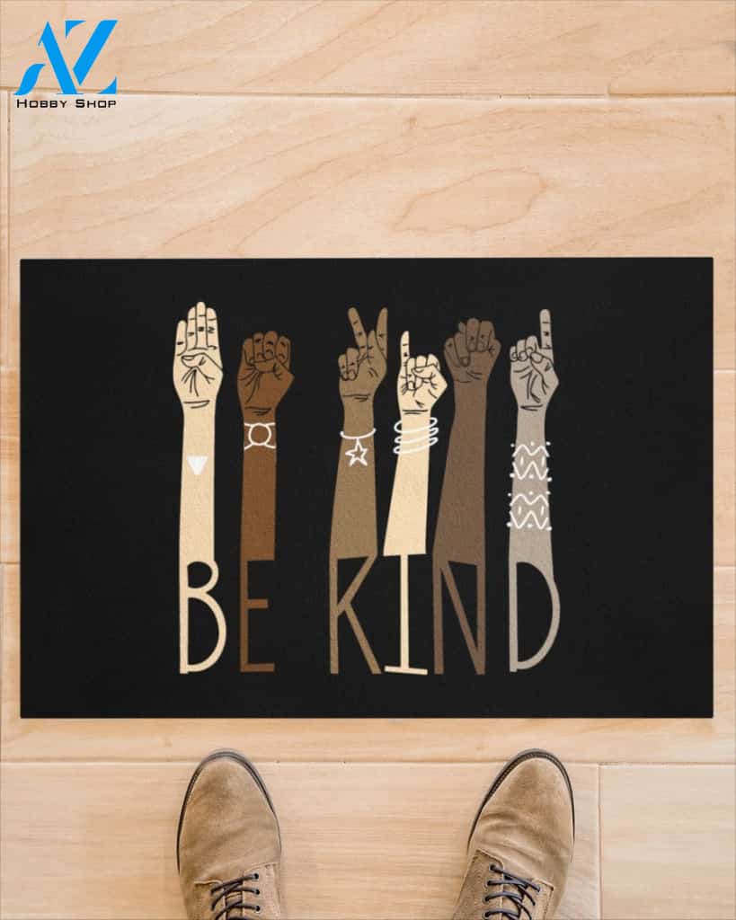 Be Kind Sign Language Indoor And Outdoor Doormat Warm House Gift Welcome Mat Funny Birthday Gift For Friend Family