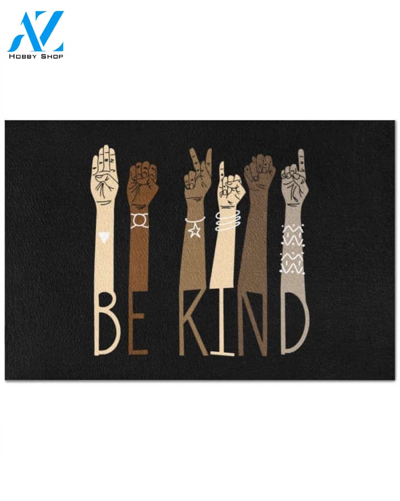 Be Kind Sign Language Indoor And Outdoor Doormat Warm House Gift Welcome Mat Funny Birthday Gift For Friend Family