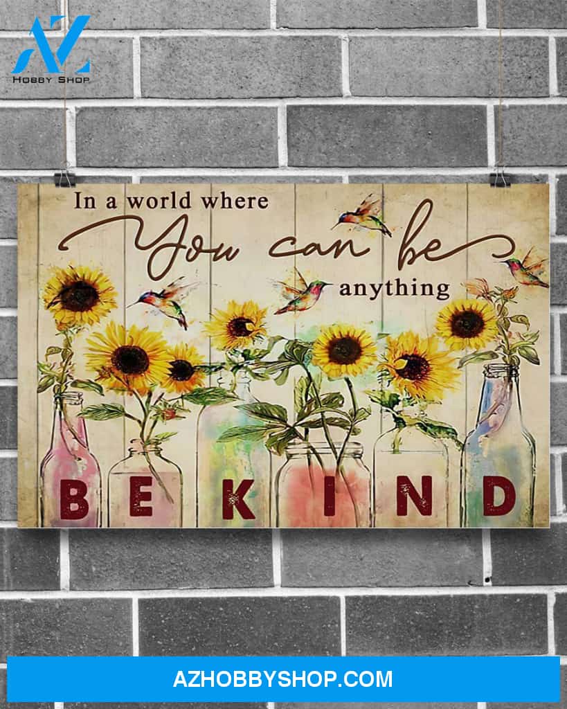 Be Kind Sunflower Horizontal Canvas Prints, Wall Decor Visual Art