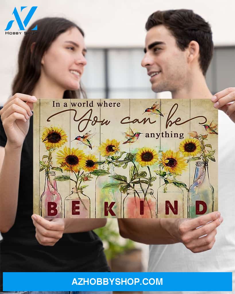 Be Kind Sunflower Horizontal Canvas Prints, Wall Decor Visual Art
