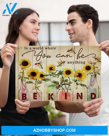 Be Kind Sunflower Horizontal Canvas Prints, Wall Decor Visual Art