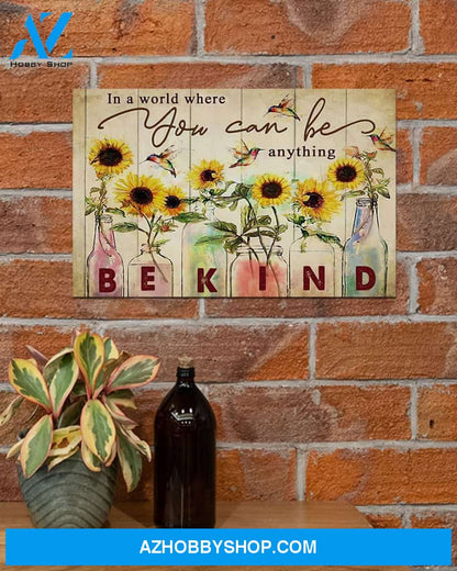 Be Kind Sunflower Horizontal Canvas Prints, Wall Decor Visual Art