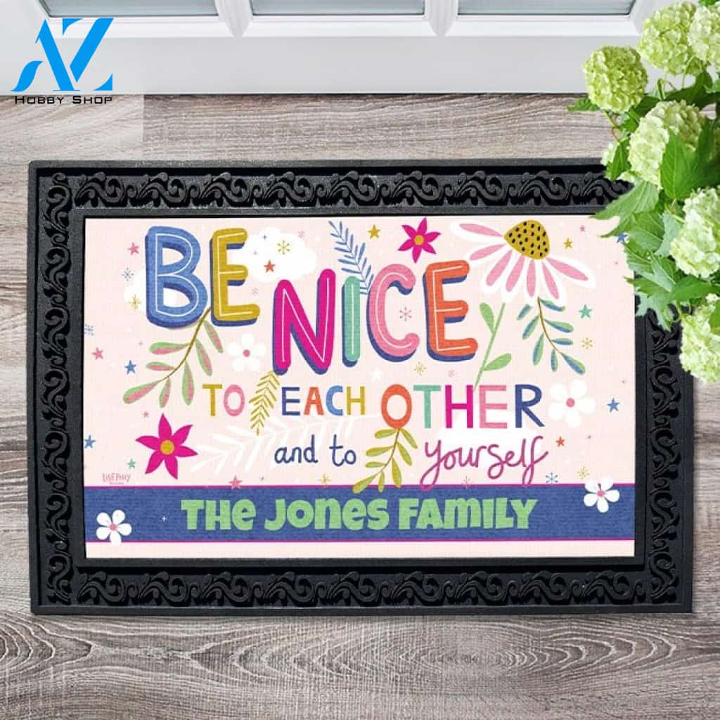 Be Nice to Each Other Personalized Doormat - 18" x 30"