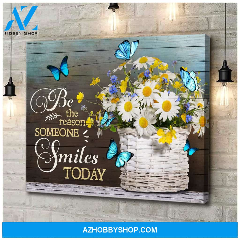 Zalooo Be The Reason Daisy Butterfly Wall Art Canvas
