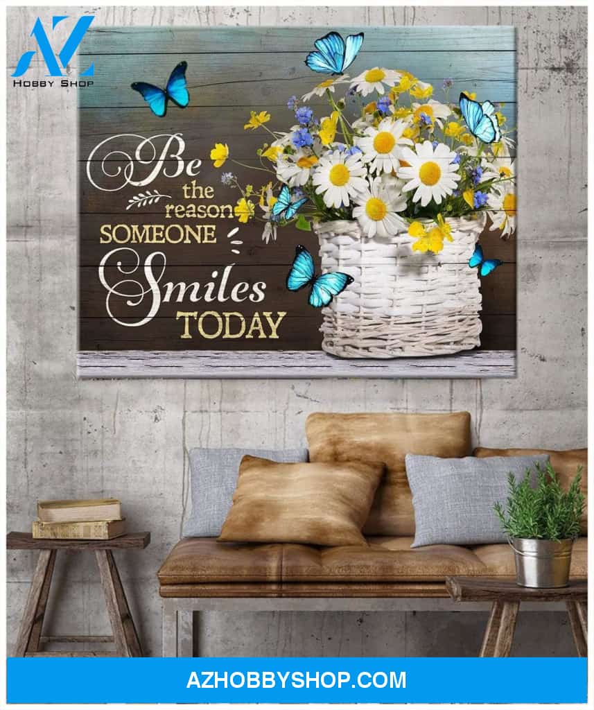 Zalooo Be The Reason Daisy Butterfly Wall Art Canvas