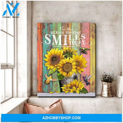 Be The Reason Someone Smile Today Hummingbird Canvas Wall Art, Wall Decor Visual Art