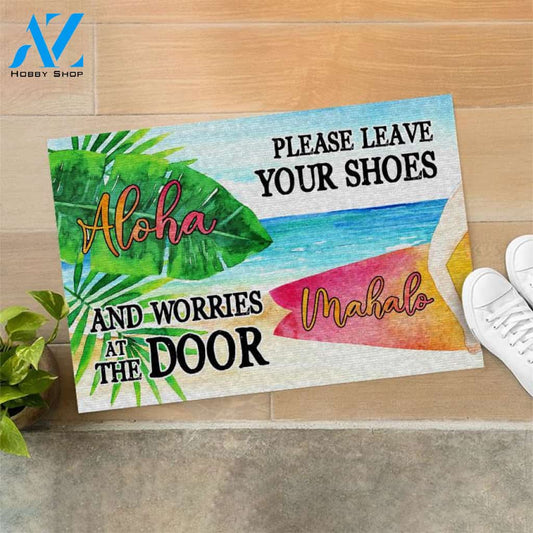 Beach Aloha Leave Your Shoes Funny Indoor And Outdoor Doormat Gift For Beach Lovers Birthday Gift Decor Warm House Gift Welcome Mat