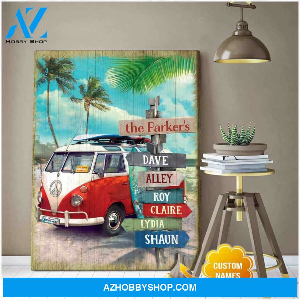 Beach and Camper Family Canvas Wall Art Decor, Wall Decor Visual Art