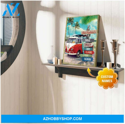 Beach and Camper Family Canvas Wall Art Decor, Wall Decor Visual Art
