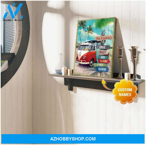 Beach and Camper Family Canvas Wall Art Decor, Wall Decor Visual Art